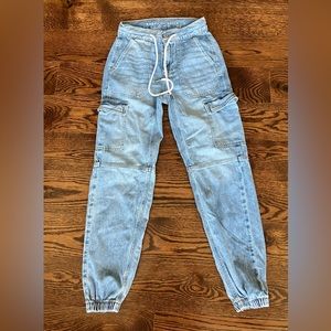 American Eagle Outfitters Women Blue Jeans 000 27x28 Jogger Jeans Side Pockets